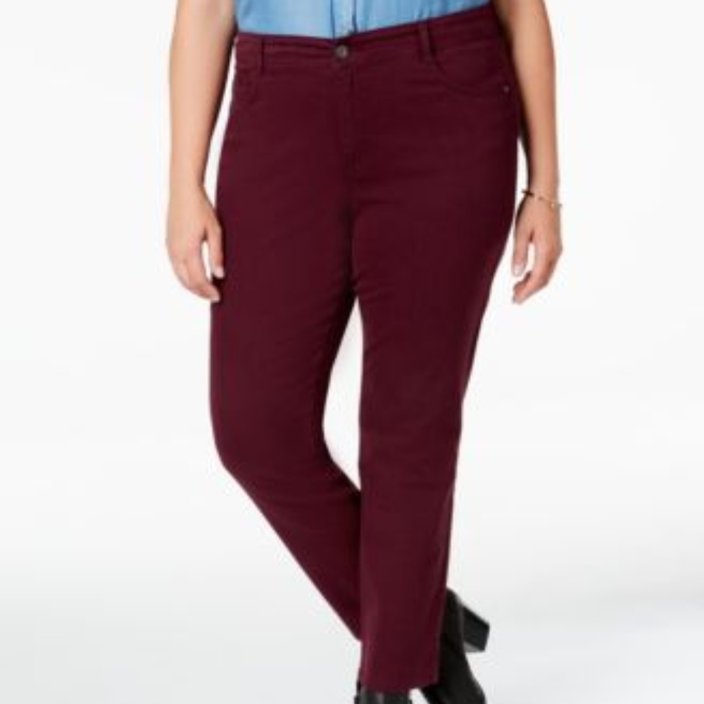 Style & Co Slim Leg Woman Red Wine Color Pant
